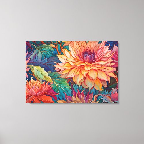 Dahlia Floral Tapestry Canvas Print