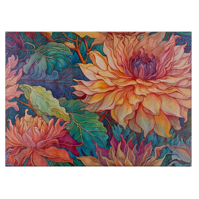 Dahlia Floral Tapestry Cutting Board (Front)