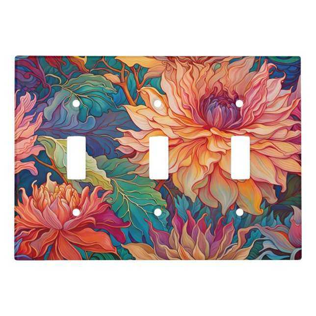 Dahlia Floral Tapestry Light Switch Cover (Front)