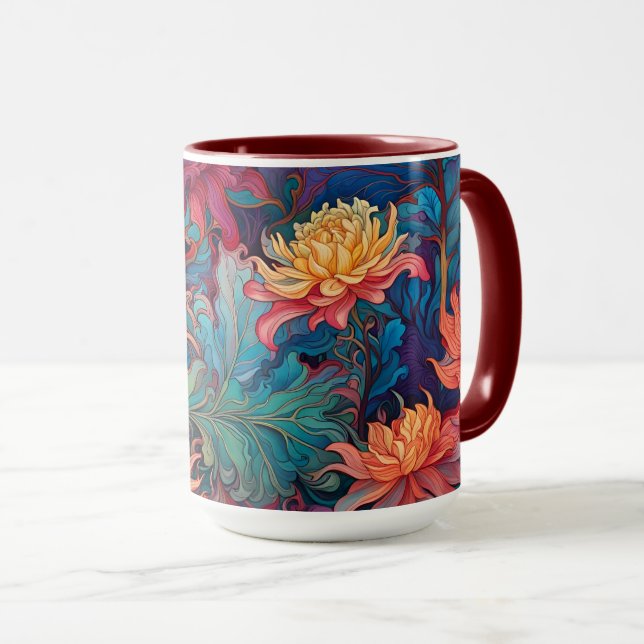 Dahlia Floral Tapestry Mug (Front Right)
