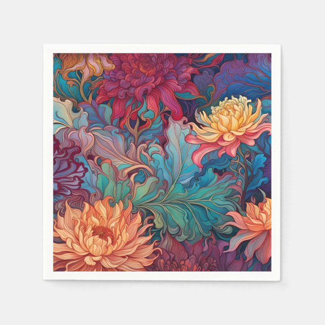 Dahlia Floral Tapestry Napkins (Front)