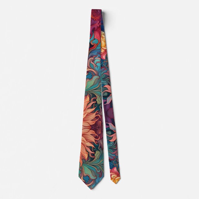 Dahlia Floral Tapestry Neck Tie (Front)