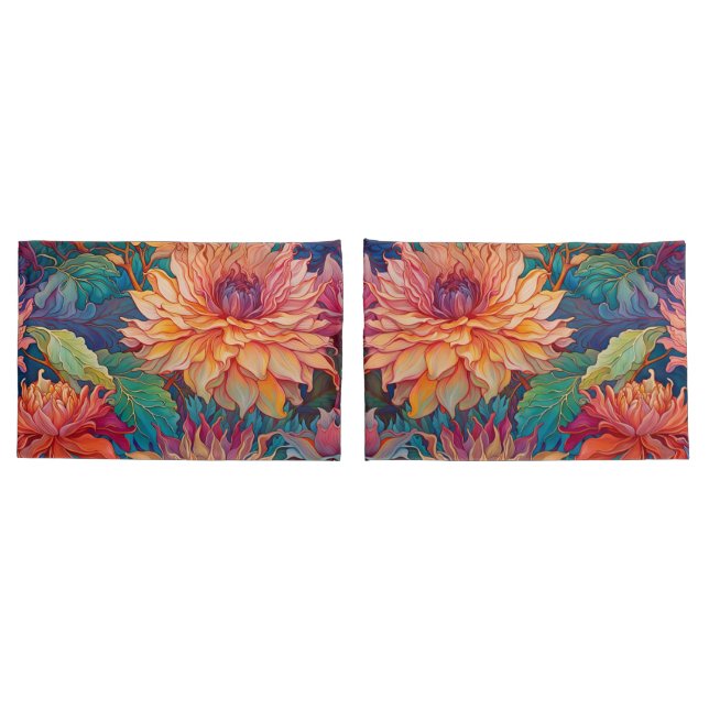 Dahlia Floral Tapestry Pillow Case (Back-Set)
