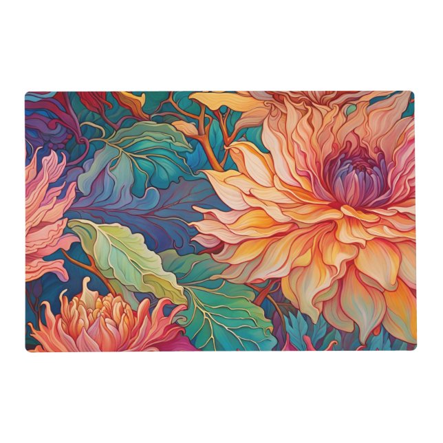 Dahlia Floral Tapestry Placemat (Front)