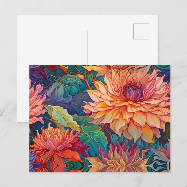 Dahlia Floral Tapestry Postcard (Front/Back)