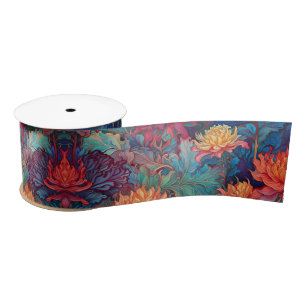 Dahlia Floral Tapestry Satin Ribbon