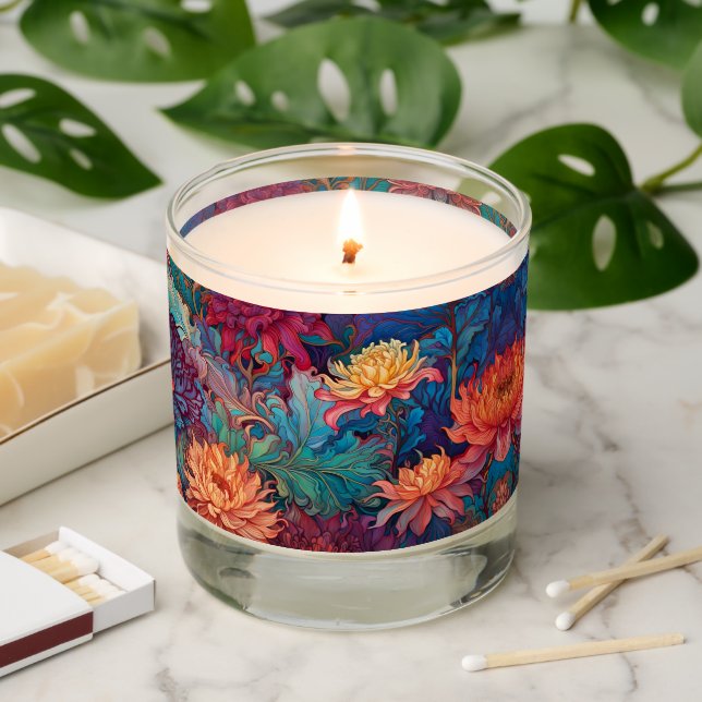 Dahlia Floral Tapestry Scented Candle (Lit)