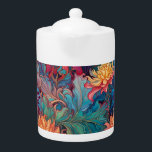 Dahlia Floral Tapestry Teapot<br><div class="desc">Dahlia Floral tapestry in multi-color 
Autumn Leaves
AI Art by minx267</div>