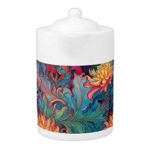 Dahlia Floral Tapestry Teapot