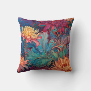 Dahlia Floral Tapestry Throw Pillow