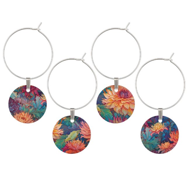 Dahlia Floral Tapestry Wine Charm (Staggered)