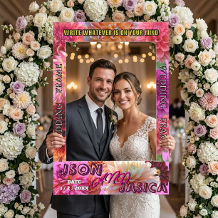 Dahlia Floral Wedding Photo Booth Selfie Frame
