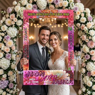 Dahlia Floral Wedding Photo Booth Selfie Frame