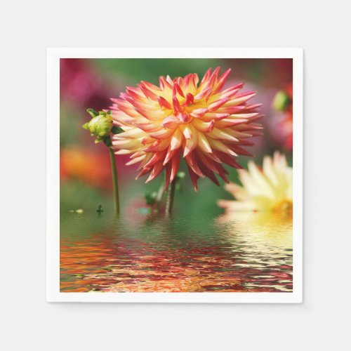Dahlia flower above the water napkins