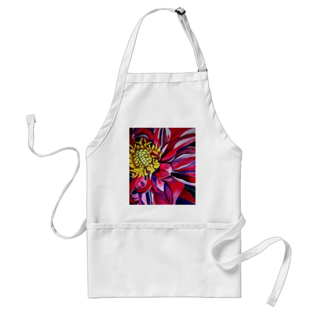 Dahlia flower abstract original flower art adult apron (Front)