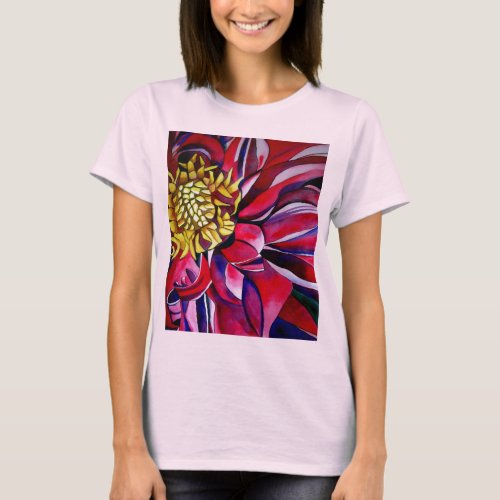 Dahlia flower abstract original flower art T_Shirt