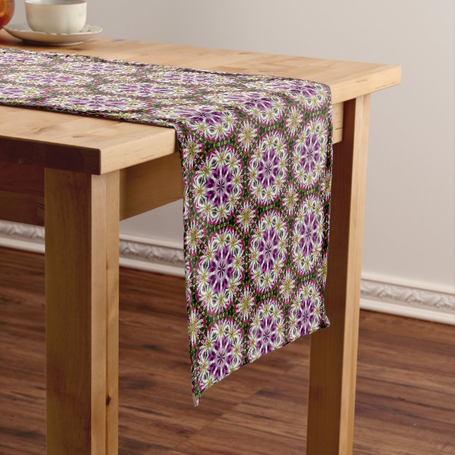 Dahlia Flower Abstract Pattern      Short Table Runner (In Situ)