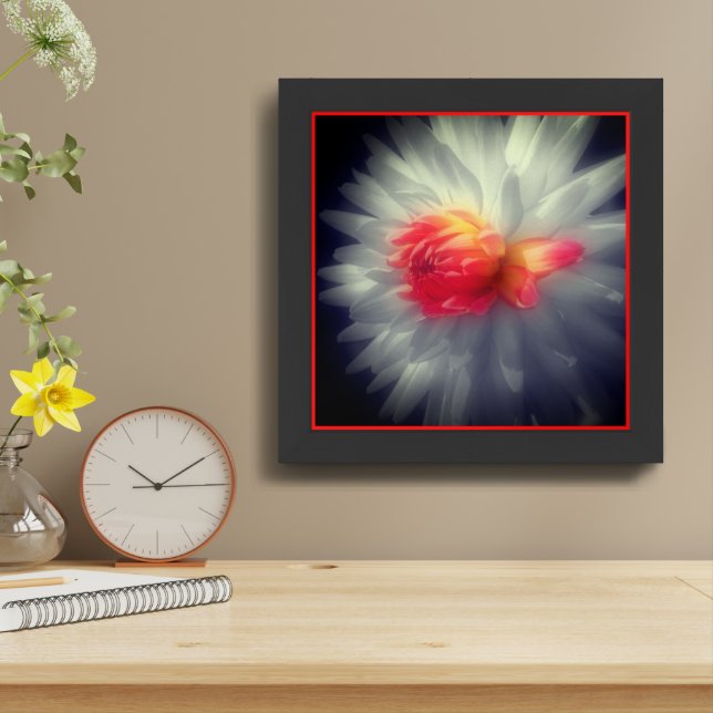 Dahlia Flower Black And White Partial Framed Art (Table Top)