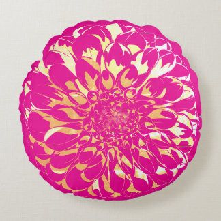 Dahlia flower bright pink pillow 