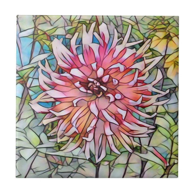 DAHLIA FLOWER CERAMIC TILE (Front)