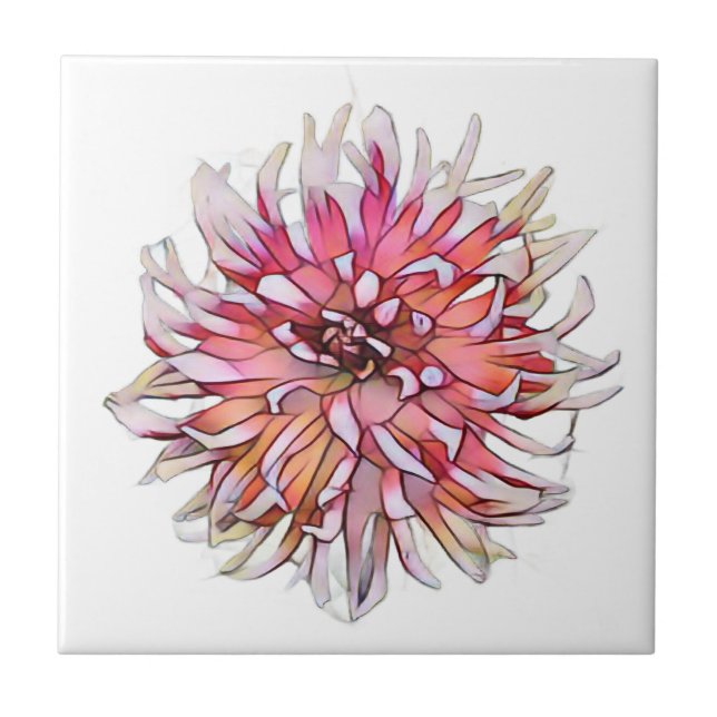 DAHLIA FLOWER CERAMIC TILE (Front)