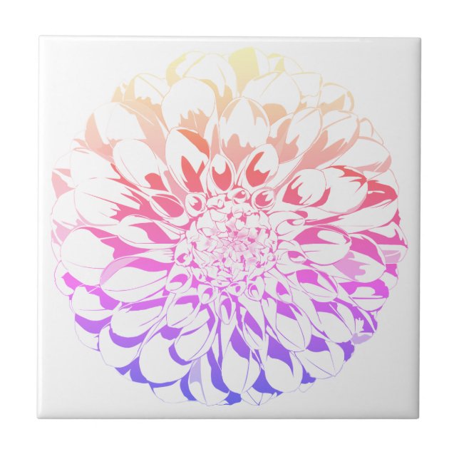 Dahlia flower ceramic tile - violet tones (Front)