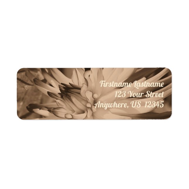 Dahlia Flower Close Up In Sepia Address Label (Front)
