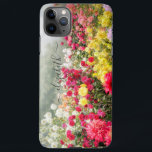 Dahlia Flower Field iPhone 11Pro Max Case<br><div class="desc">A beautiful field of dahlia blossoms in fuchsia,  medium pink,  white,  peach and yellow set against a dreamy gray sky. Personalize with your name or message in dark gray script font.</div>