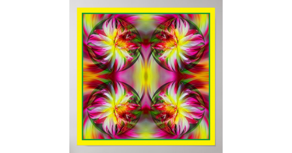Dahlia Flower Floral Abstract Art Poster | Zazzle