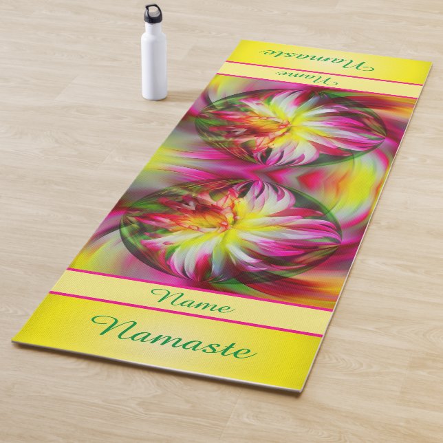 Dahlia Flower Floral Abstract Personalized Yoga Mat (In Situ)