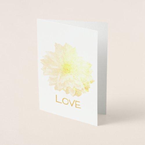 DAHLIA FLOWER GOLD LEAF ETCHED CARD  Blank inside Foil Card