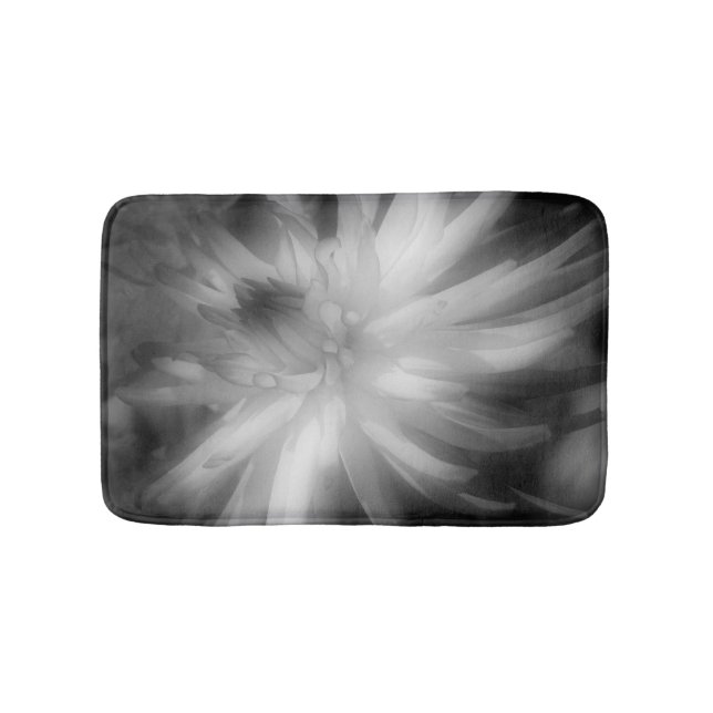 Dahlia Flower In Black And White Bathroom Mat (Front)