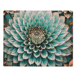 Dahlia Flower in Teal Aqua Blue Digital Art