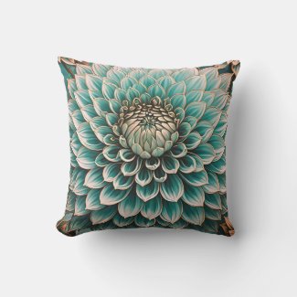 Dahlia Flower in Teal Aqua Blue Digital Art