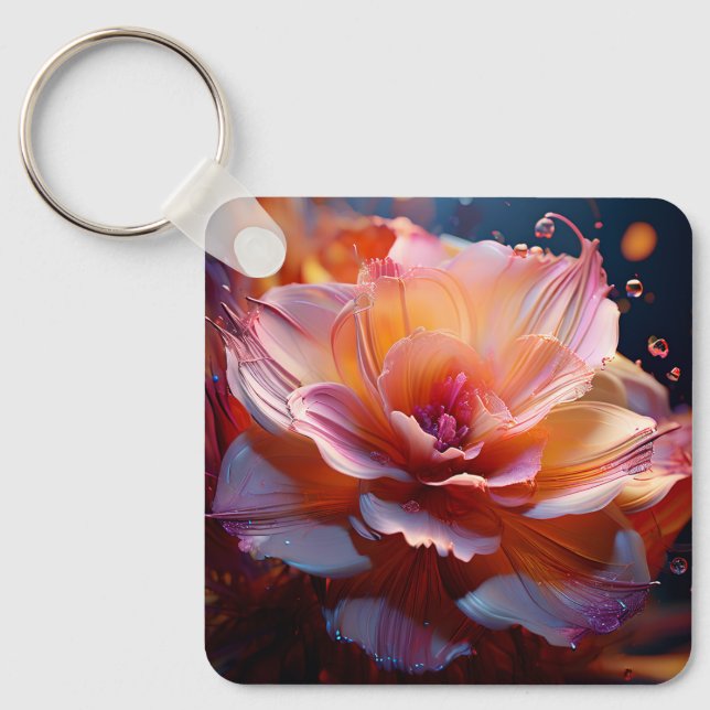 Dahlia Flower Keychain (Front)