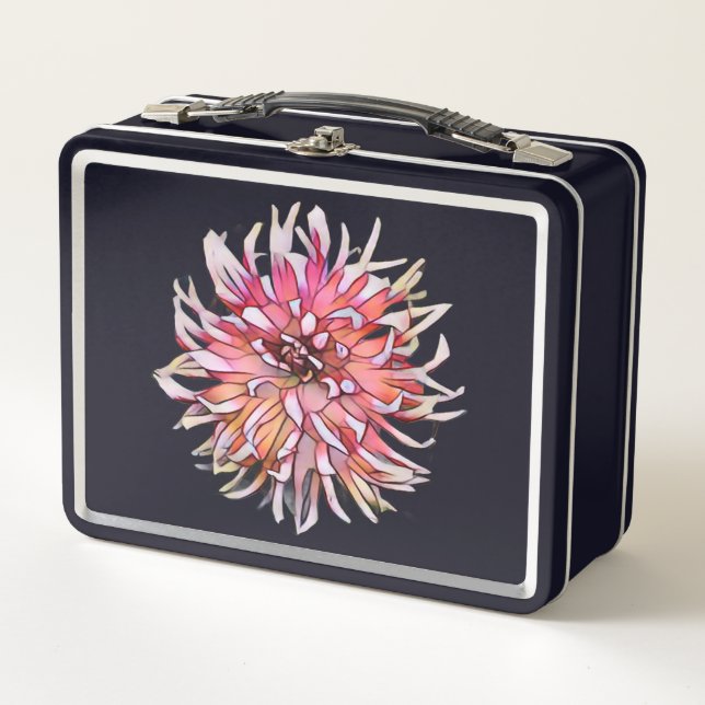 DAHLIA FLOWER METAL LUNCH BOX (Front)