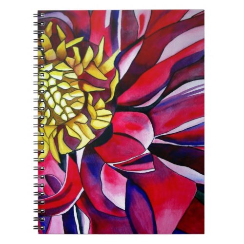 Dahlia flower original abstract watercolor art notebook