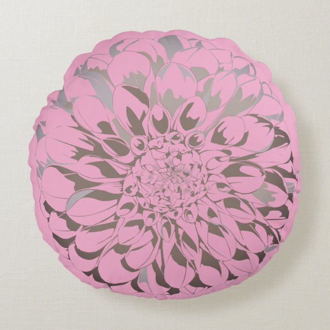 Dahlia flower pastel pink pillow  (Front)