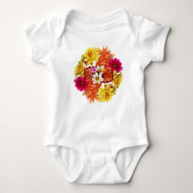 Dahlia Flower Pattern Baby Bodysuit
