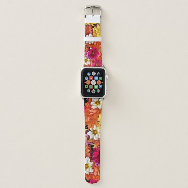 Dahlia Flower Pattern Floral Apple Watch Band