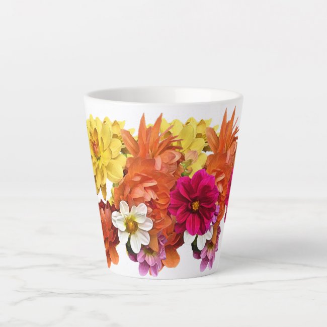 Dahlia Flower Pattern Floral Latte Mug