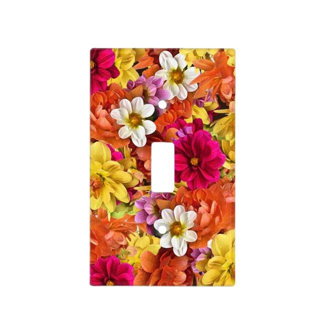 Dahlia Flower Pattern Floral Light Switch Cover