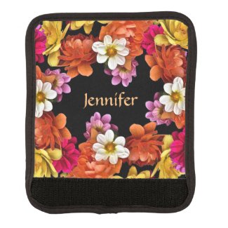 Dahlia Flower Pattern Floral Luggage Handle Wrap