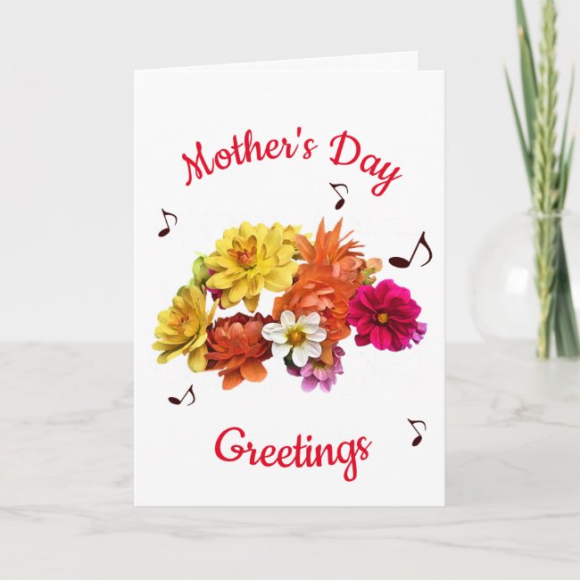 Dahlia Flower Pattern Floral Mothers Day Card