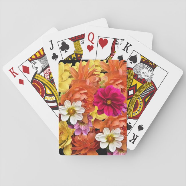 Dahlia Flower Pattern Floral Playing Cards