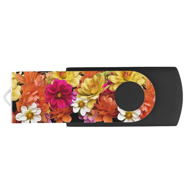 Dahlia Flower Pattern Floral USB Flash Drive
