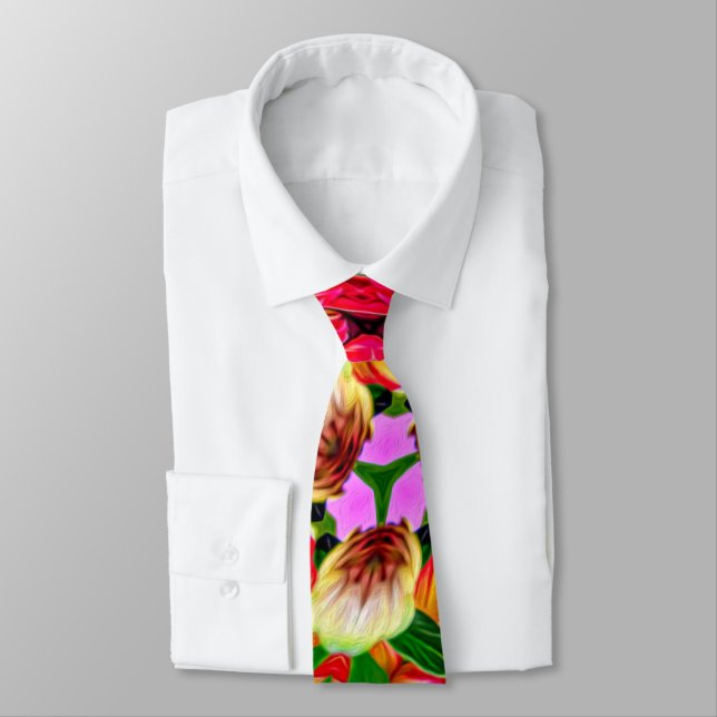 Dahlia Flower Pattern Neck Tie | Zazzle