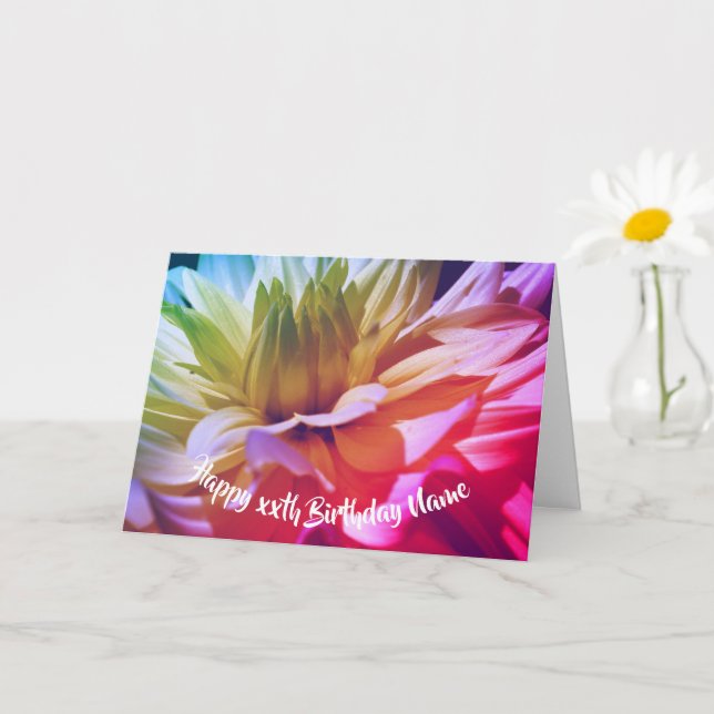 Dahlia Flower Petals Personalized Birthday   Card (Small Plant)