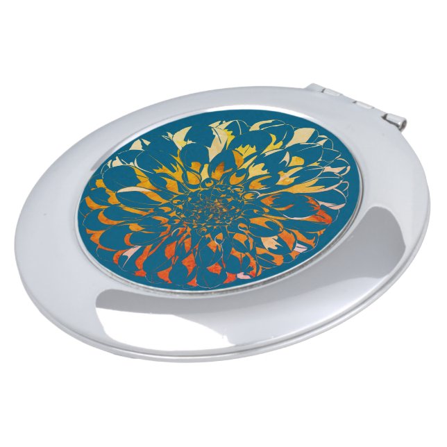 Dahlia flower pocket mirror (Turned)