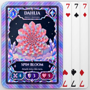 Dahlia Flower, Rainbow Foil Art Poker Cards
